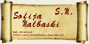 Sofija Malbaški vizit kartica